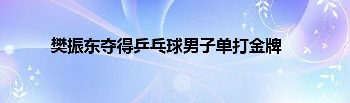 樊振东夺得乒乓球男子单打金牌