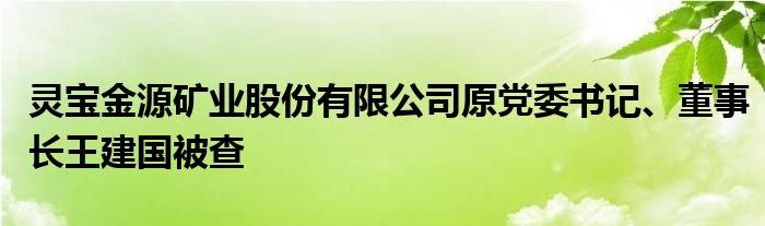 灵宝金源矿业股份有限公司原党委书记、董事长王建国被查