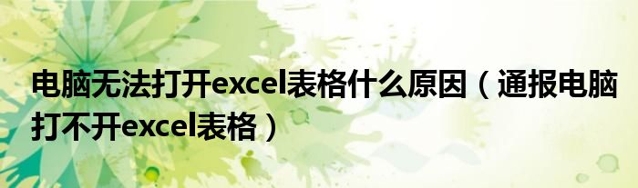 电脑无法打开excel表格什么原因（通报电脑打不开excel表格）