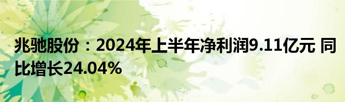 兆驰股份：2024年上半年净利润9.11亿元 同比增长24.04%