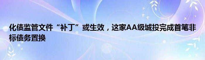 化债监管文件“补丁”或生效，这家AA级城投完成首笔非标债务置换