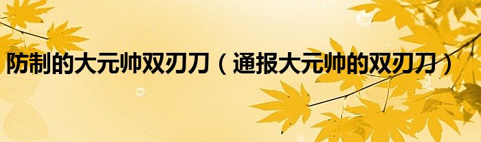 防制的大元帅双刃刀（通报大元帅的双刃刀）