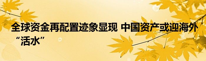 全球资金再配置迹象显现 中国资产或迎海外“活水”