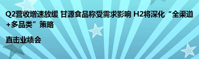 Q2营收增速放缓 甘源食品称受需求影响 H2将深化“全渠道+多品类”策略|直击业绩会