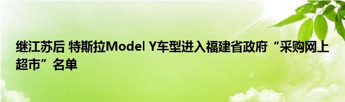 继江苏后 特斯拉Model Y车型进入福建省政府“采购网上超市”名单