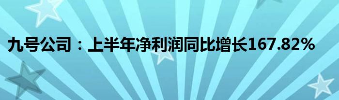 九号公司：上半年净利润同比增长167.82%