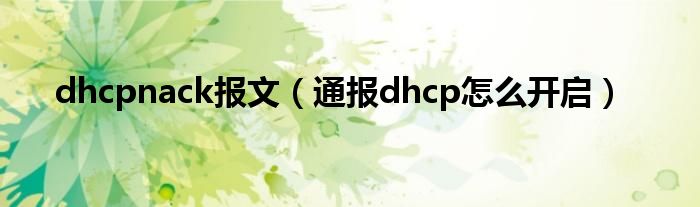 dhcpnack报文（通报dhcp怎么开启）