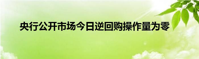 央行公开市场今日逆回购操作量为零