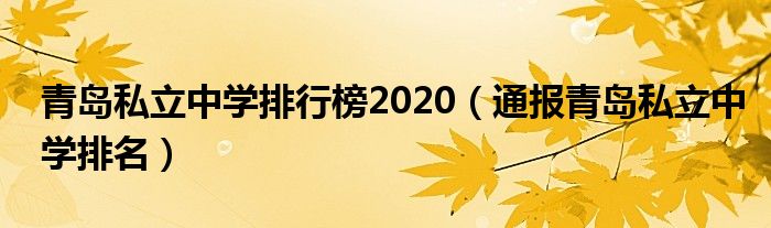 青岛私立中学排行榜2020（通报青岛私立中学排名）