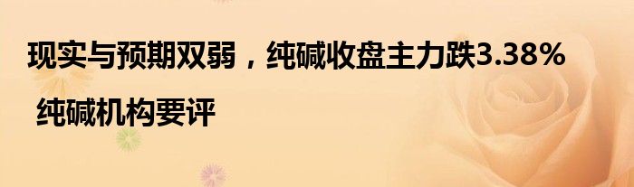 现实与预期双弱，纯碱收盘主力跌3.38% | 纯碱机构要评