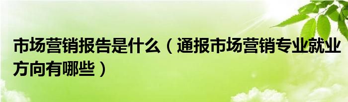 市场营销报告是什么（通报市场营销专业就业方向有哪些）