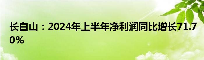 长白山：2024年上半年净利润同比增长71.70%