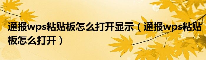 通报wps粘贴板怎么打开显示（通报wps粘贴板怎么打开）