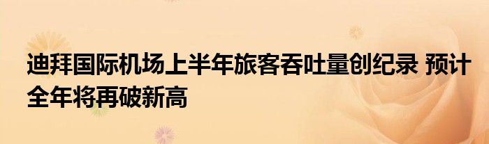 迪拜国际机场上半年旅客吞吐量创纪录 预计全年将再破新高