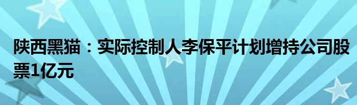 陕西黑猫：实际控制人李保平计划增持公司股票1亿元