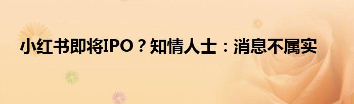 小红书即将IPO？知情人士：消息不属实