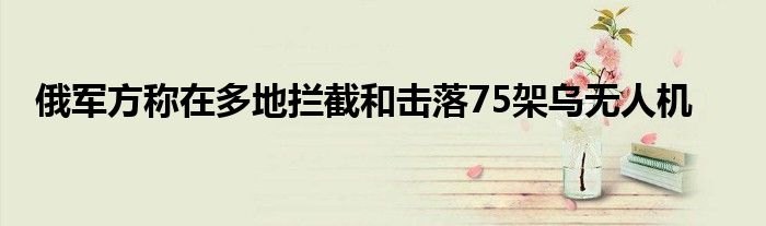 俄军方称在多地拦截和击落75架乌无人机