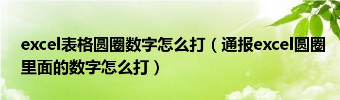 excel表格圆圈数字怎么打（通报excel圆圈里面的数字怎么打）