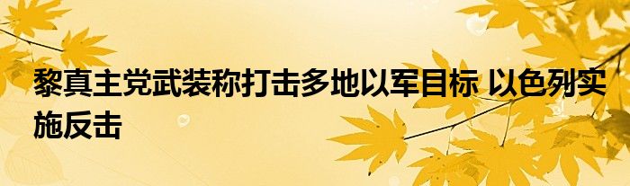 黎真主党武装称打击多地以军目标 以色列实施反击