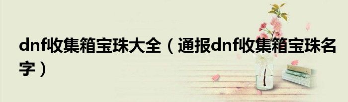 dnf收集箱宝珠大全（通报dnf收集箱宝珠名字）