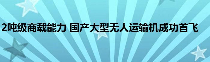 2吨级商载能力 国产大型无人运输机成功首飞