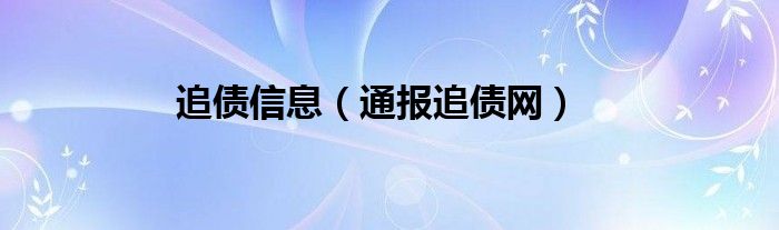 追债信息（通报追债网）