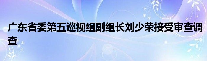 广东省委第五巡视组副组长刘少荣接受审查调查