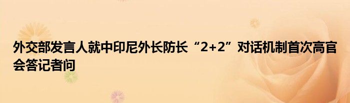 外交部发言人就中印尼外长防长“2+2”对话机制首次高官会答记者问