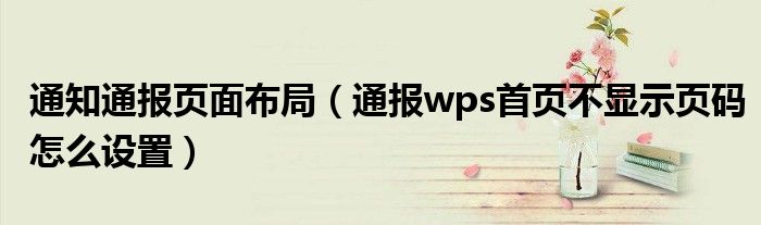 通知通报页面布局（通报wps首页不显示页码怎么设置）