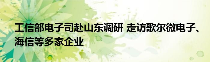 工信部电子司赴山东调研 走访歌尔微电子、海信等多家企业