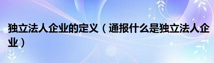 独立法人企业的定义（通报什么是独立法人企业）