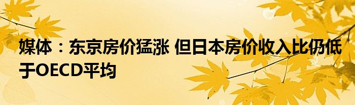 媒体：东京房价猛涨 但日本房价收入比仍低于OECD平均