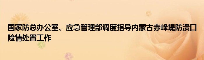 国家防总办公室、应急管理部调度指导内蒙古赤峰堤防溃口险情处置工作