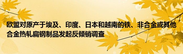 欧盟对原产于埃及、印度、日本和越南的铁、非合金或其他合金热轧扁钢制品发起反倾销调查