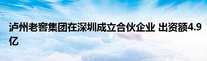 泸州老窖集团在深圳成立合伙企业 出资额4.9亿