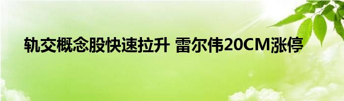 轨交概念股快速拉升 雷尔伟20CM涨停