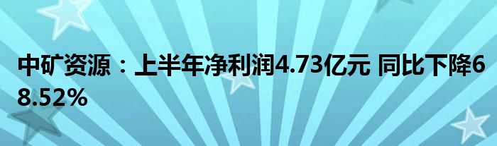 中矿资源：上半年净利润4.73亿元 同比下降68.52%