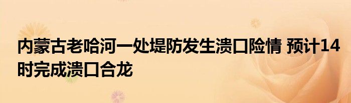 内蒙古老哈河一处堤防发生溃口险情 预计14时完成溃口合龙