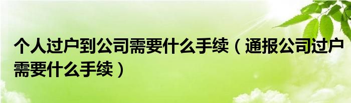 个人过户到公司需要什么手续（通报公司过户需要什么手续）