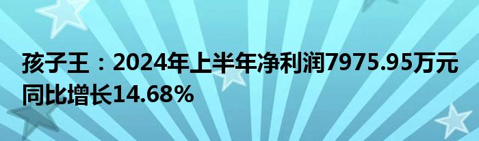 孩子王：2024年上半年净利润7975.95万元 同比增长14.68%