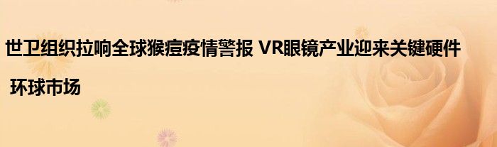 世卫组织拉响全球猴痘疫情警报 VR眼镜产业迎来关键硬件 | 环球市场