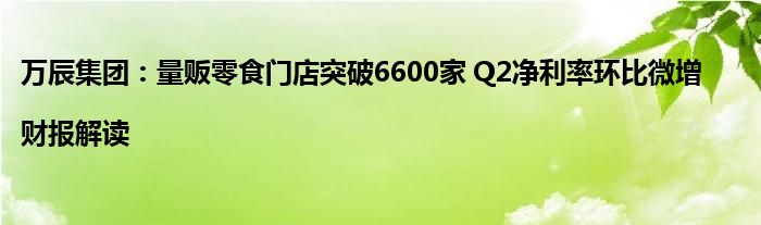 万辰集团：量贩零食门店突破6600家 Q2净利率环比微增|财报解读