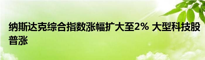 纳斯达克综合指数涨幅扩大至2% 大型科技股普涨