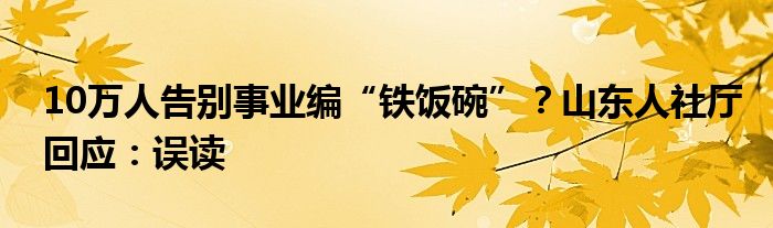 10万人告别事业编“铁饭碗”？山东人社厅回应：误读