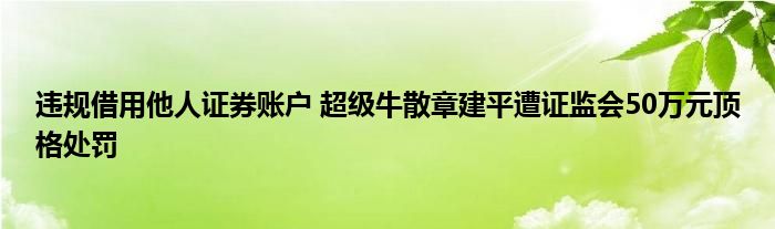 违规借用他人证券账户 超级牛散章建平遭证监会50万元顶格处罚