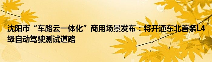 沈阳市“车路云一体化”商用场景发布：将开通东北首条L4级自动驾驶测试道路