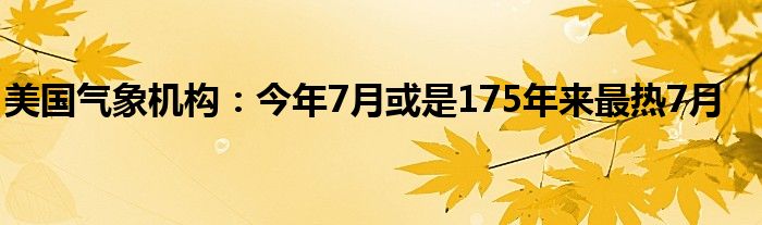 美国气象机构：今年7月或是175年来最热7月