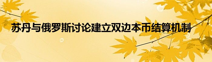 苏丹与俄罗斯讨论建立双边本币结算机制