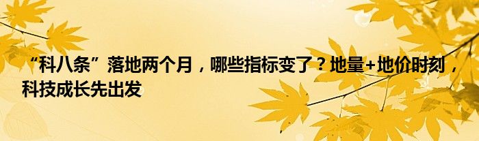 “科八条”落地两个月，哪些指标变了？地量+地价时刻，科技成长先出发