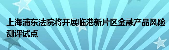 上海浦东法院将开展临港新片区
产品风险测评试点